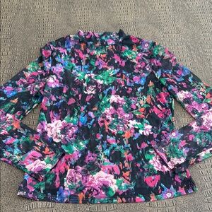 Multicolor Floral Mesh Long Sleeve Top (No Size Tag seems like a medium)